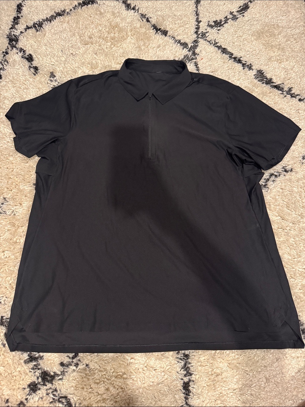 lululemon athletica Black Short-Sleeve Zip Polo